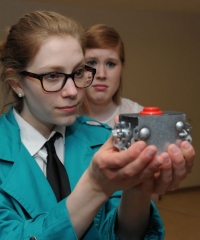 Lexi finds the big red button (AKA the BRB).